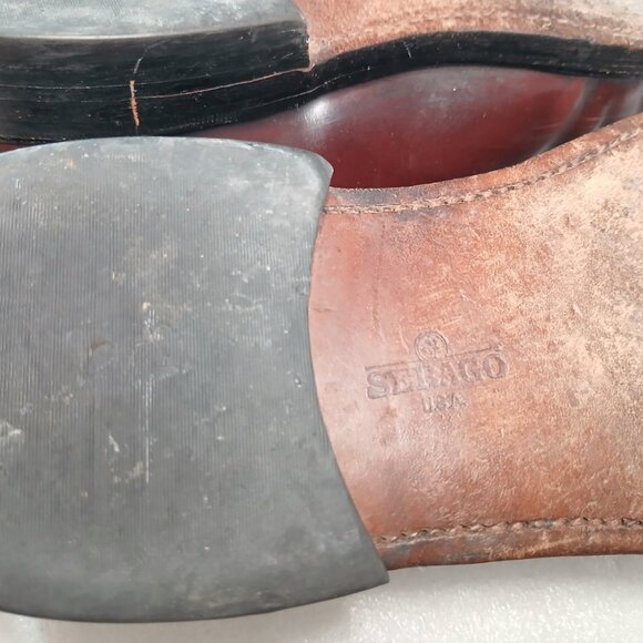 SEBAGO Brown Leather Plain Toe Derby Dress Shoes Mens 12.5 Classic Good Cond - Picture 8 of 8